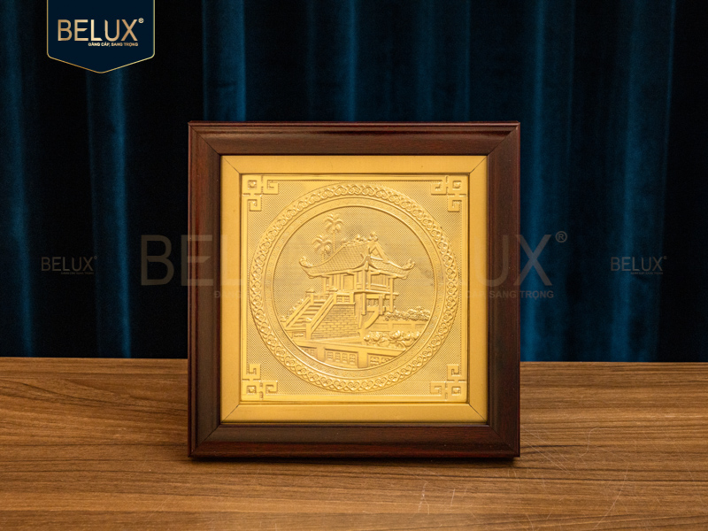 Tranh Chùa Một Cột bằng đồng 20x20cm